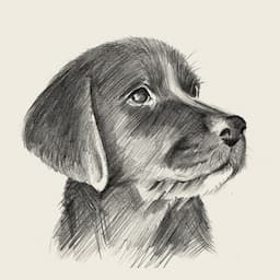 保護犬「つき」とスケッチ